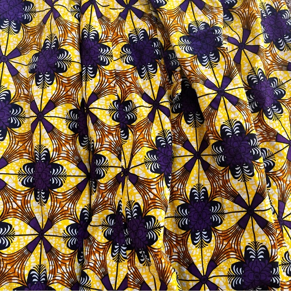 Bold Yellow Purple Patterned Full Maxi Skirt Unlined Womens size large L - Picture 3 of 6